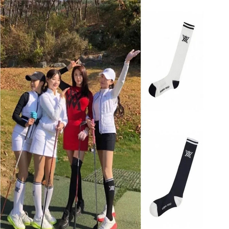 1原单高尔夫女装袜长筒袜透气时尚弹力高筒袜纯棉运动休闲球袜