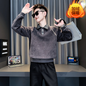灰首314B-2-MY105-P78控108冬季新款毛衣男圆领针织衫图片