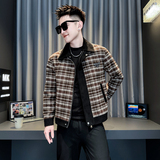 咖色314B-2-JK112-P128控168秋冬季男格子潮流呢子夹克呢料外套，男装夹克，星座314B-2
