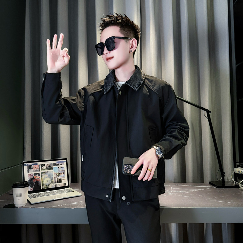灰色314B-2-JK103-108控148秋季新款翻领外套男简约潮流夹克图片