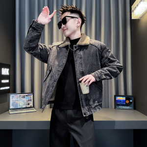 蓝首314B-2-F01-P148控198冬款加厚牛仔棉衣男休闲棉服外套