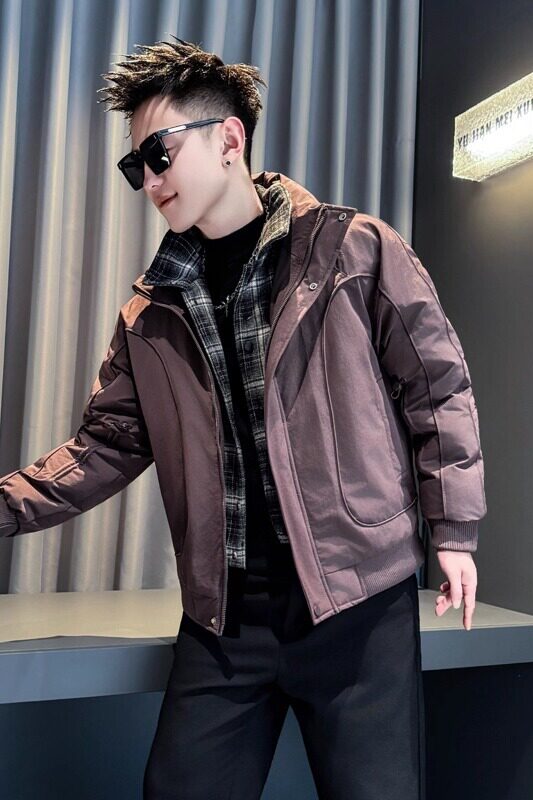 黑首314B-2-M53-P138控178冬款加厚假两件棉衣男休闲外套修身棉服,男装棉衣,星座314B-2