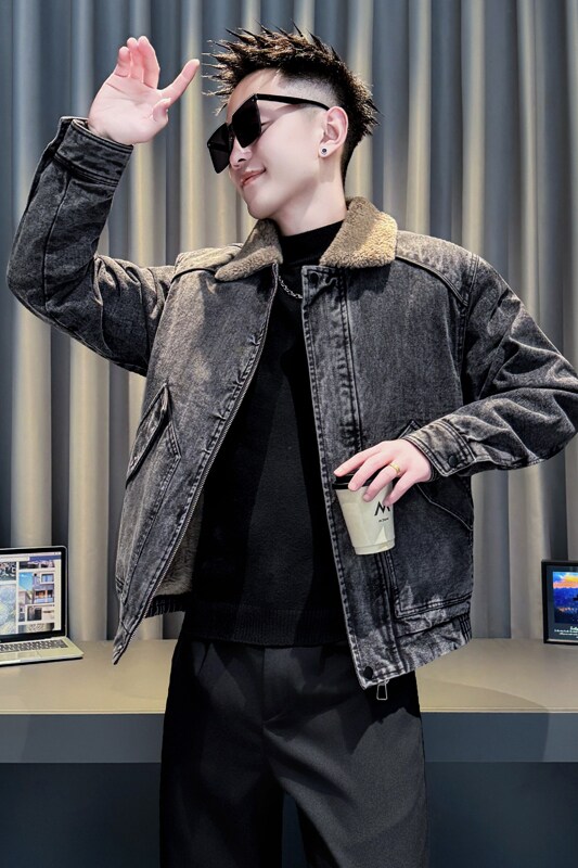 黑首314B-2-F01-P148控198冬款加厚牛仔棉衣男休闲棉服外套,男装棉衣,星座314B-2
