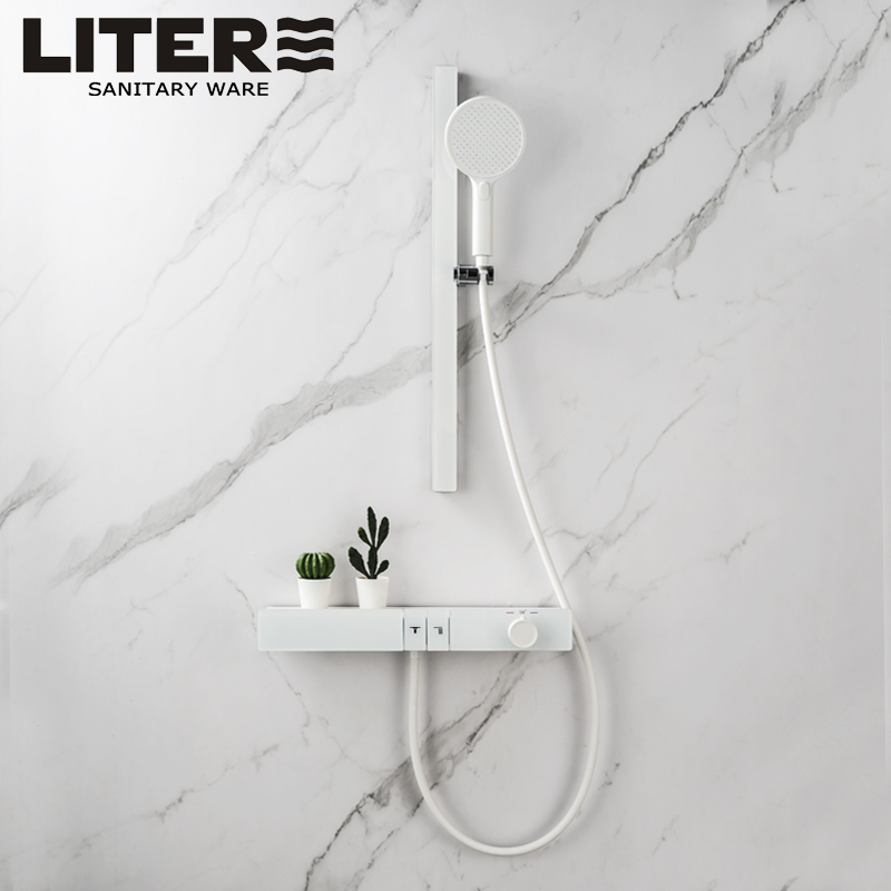 litere汉斯平替款银色置物花洒