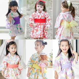 24春夏和服印花图案浴衣洋装 日系女童连衣裙60364