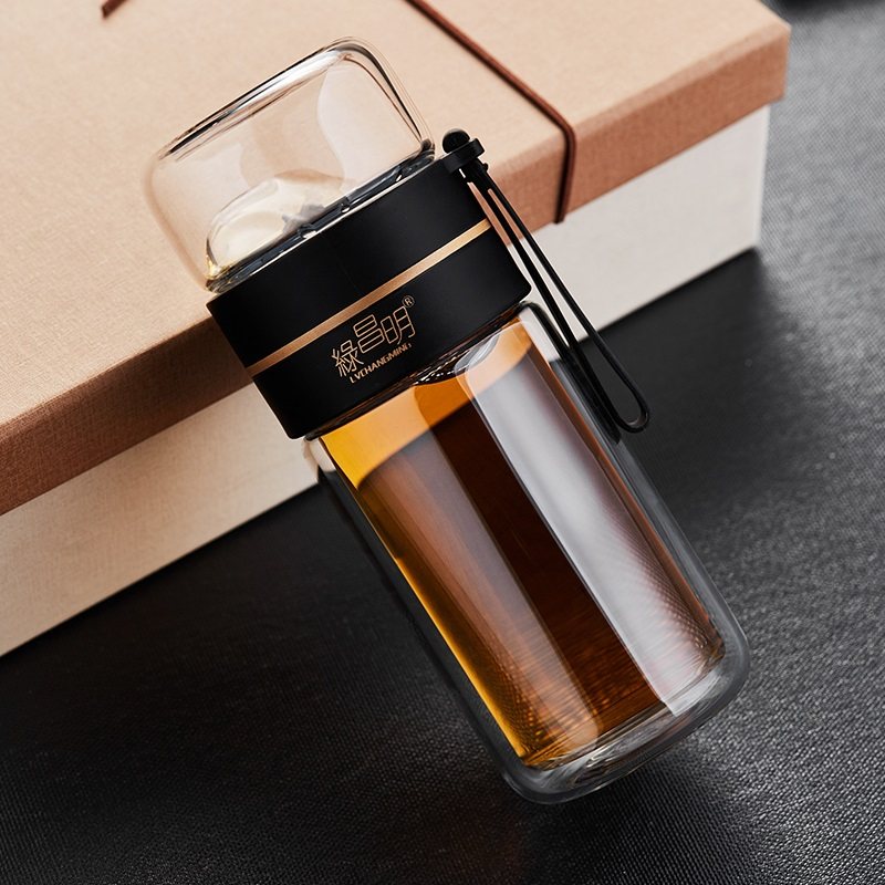 绿昌明茶水分离玻璃杯便携车载杯图片