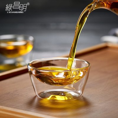 绿昌明双层防烫玻璃耐热功夫茶具