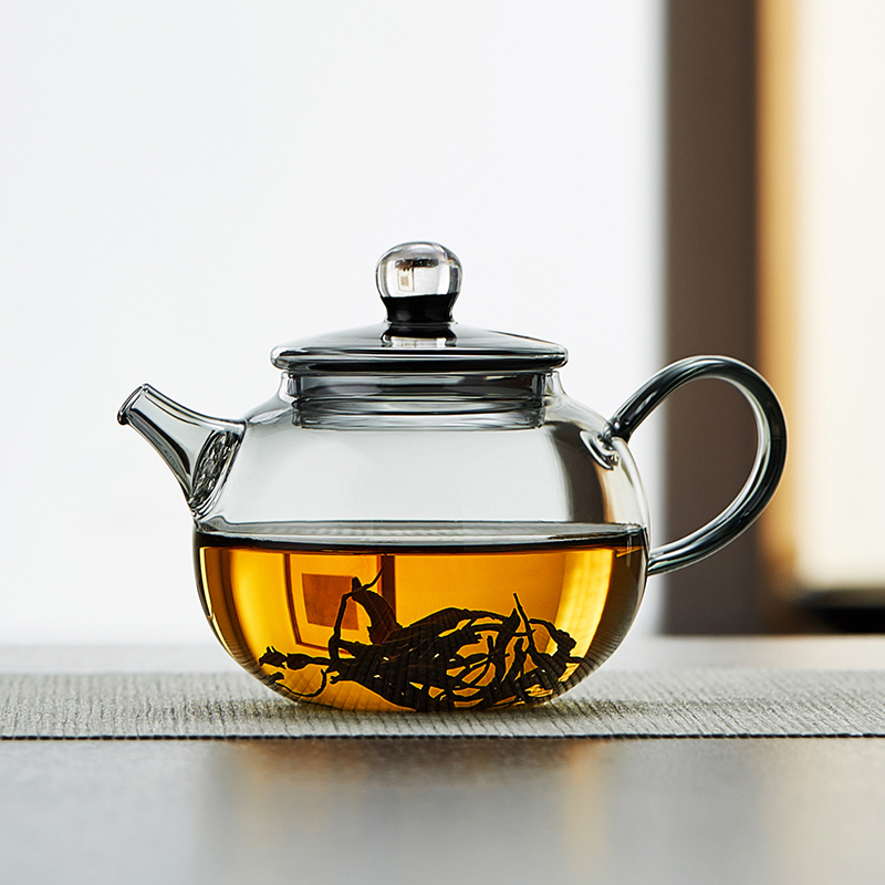绿昌明墨色玻璃小茶壶绿茶泡茶壶