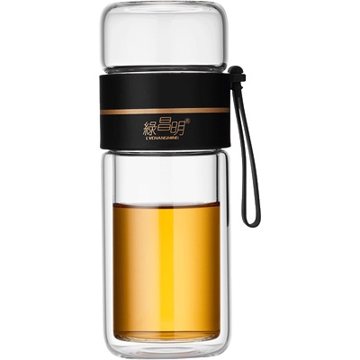 绿昌明茶水分离玻璃杯便携车载杯