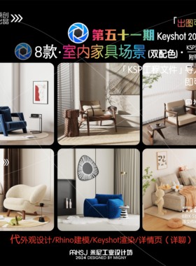第五十一期keyshot室内家具场景源文件ks室内电商渲染场景KSP