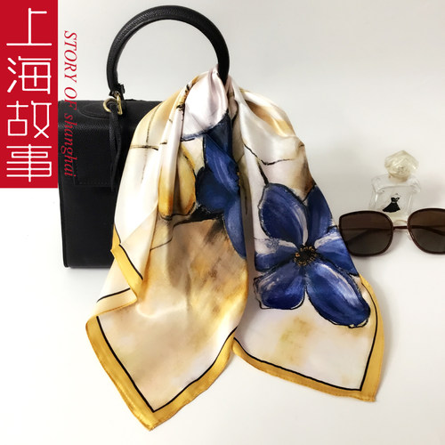 上海故事100%桑蚕丝小方巾