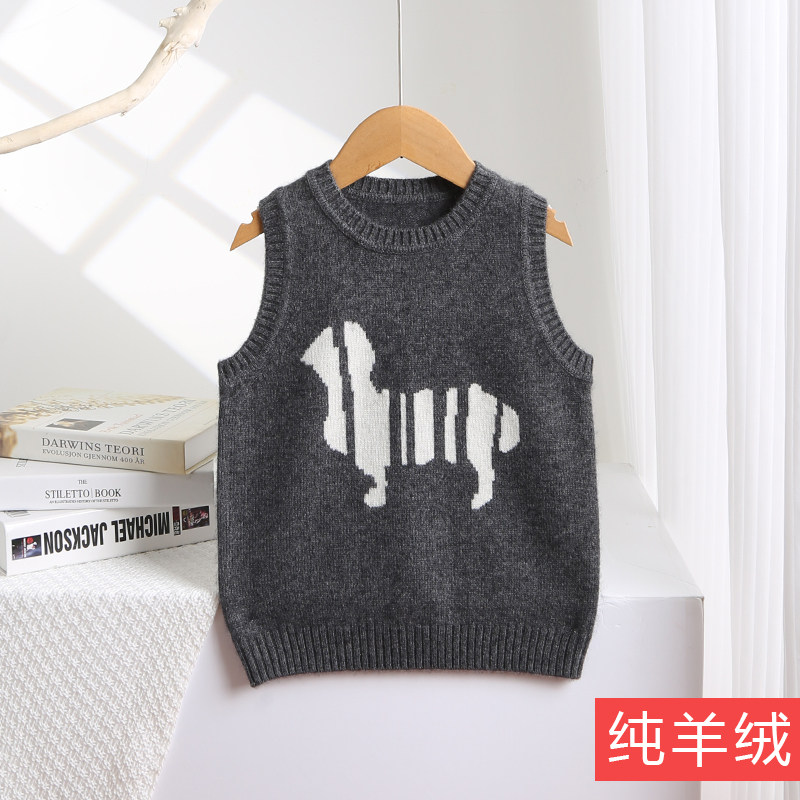 男童羊绒衫背心高端儿童毛衣宝宝坎肩大童纯山羊绒女童羊毛衫马甲
