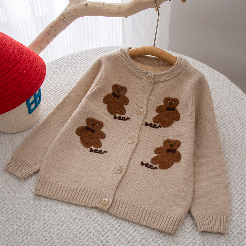 儿童羊绒衫高端男童毛衣开衫新款秋冬宝宝100%纯山羊绒女孩羊毛衫