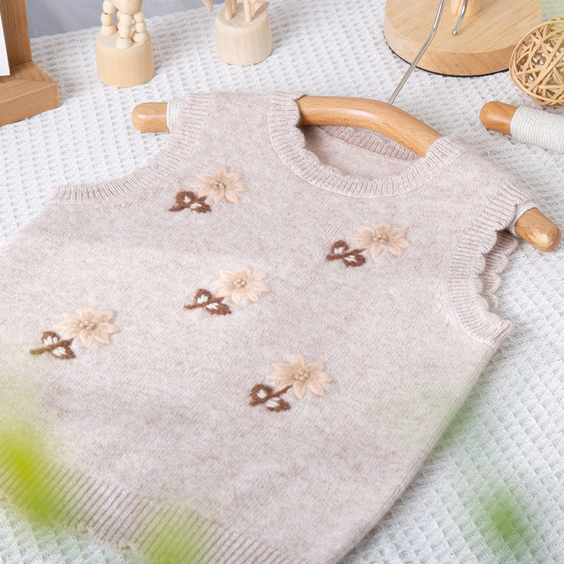 女童羊绒衫高端儿童毛衣马甲花边领宝宝大童纯山羊绒背心羊毛坎肩