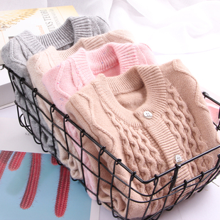 男童针织开衫儿童毛衣开衫外套宝宝秋冬女款女童羊绒开衫毛衣加厚