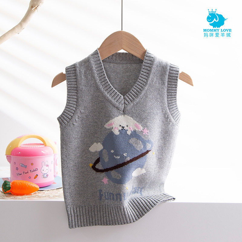 儿童羊绒衫背心毛衣宝宝针织坎肩秋冬2025新款羊毛男童毛衣马甲厚