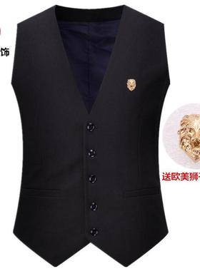 英伦时尚四季新款男士西装马甲修身坎肩男背心大码西服马夹潮流帅