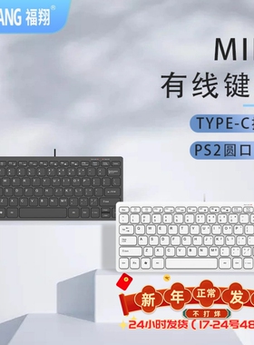 typec接口键盘78键有线ps2圆口迷你小巧外接通用笔记本台式电脑用