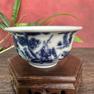 青花陶瓷鬼谷子压手杯仿古茶杯个人专用主人杯单杯高端茶盏品茗杯