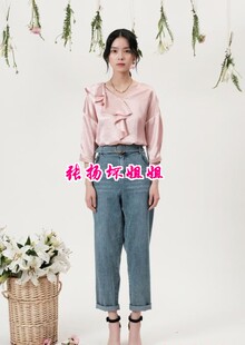 女装 VOINGE2021年夏季 高腰牛仔裤 CX1K016 安所专柜正品 老爹裤 长裤