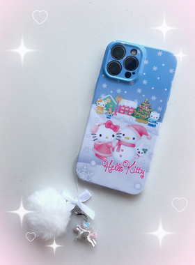 水银商店 自制初雪Kitty奶油蓝手机壳iphone菲林光面软壳全包安卓