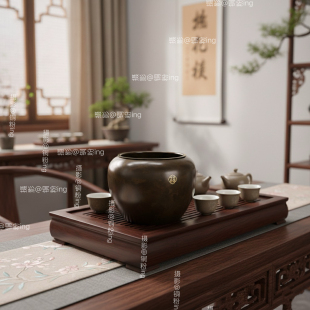 朱炳仁铜 福运建水茶洗茶道茶艺收纳罐家居饰品摆件全铜工艺品