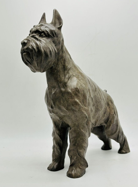 约2.4kg 观余艺术 雪纳瑞犬摆件 硅青铜狗家居饰品工艺品
