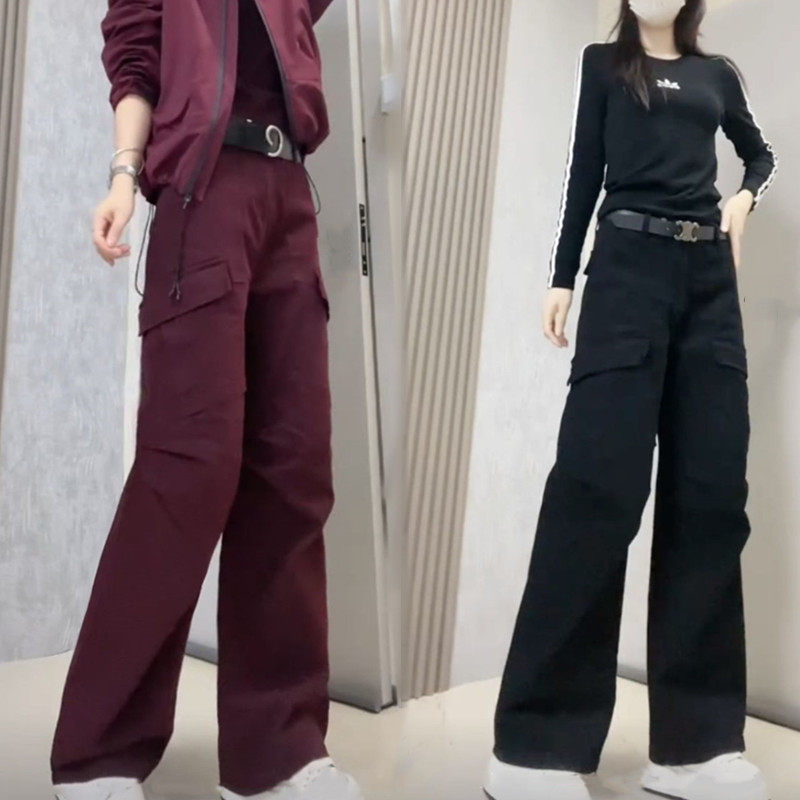 欧货2024秋季新款阔腿拖地裤女时尚百搭弯刀裤水洗牛仔休闲长裤子