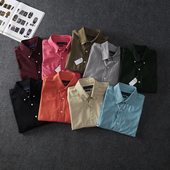 欧美单 柔软水洗 成衣染色男士 80高密支全棉牛津纺 商务休闲衬衫