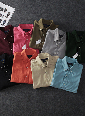 80高密支全棉牛津纺 欧美单 柔软水洗 成衣染色男士商务休闲衬衫