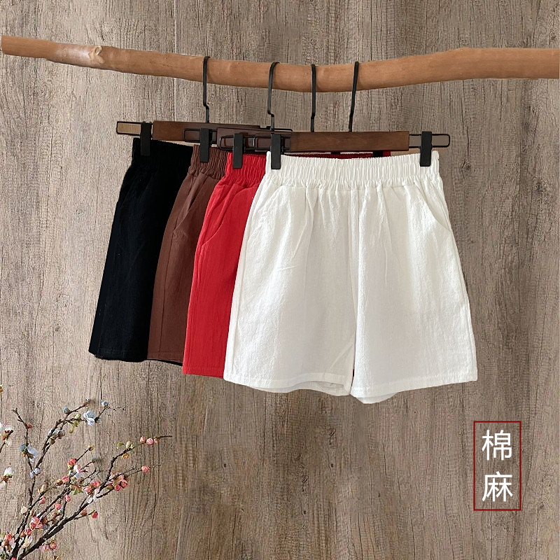 大码棉麻短裤女夏季妈妈热裤子潮
