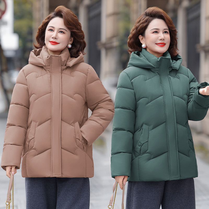 妈妈冬装连帽可拆加厚保暖棉服