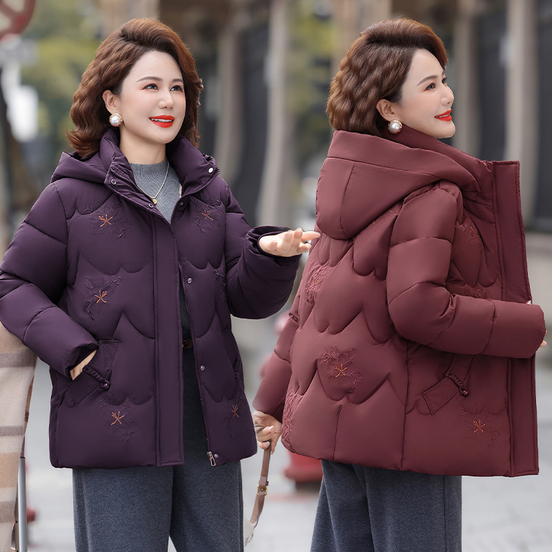 可拆卸连帽加厚保暖妈妈棉服