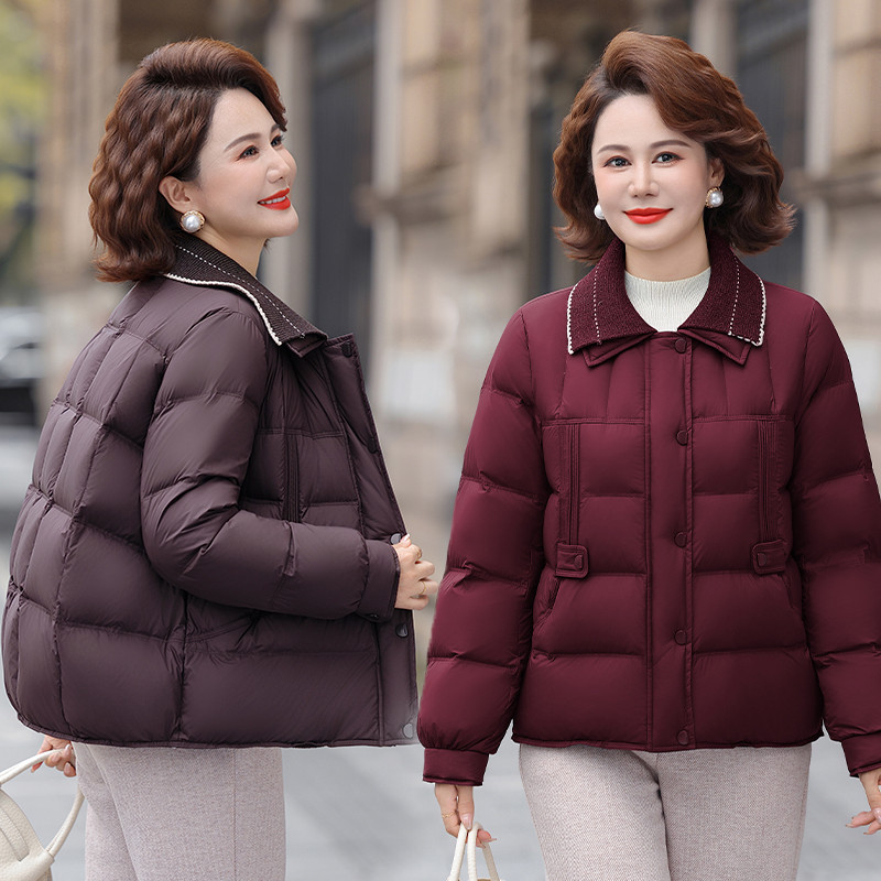 中老年女翻领加厚保暖洋气棉服