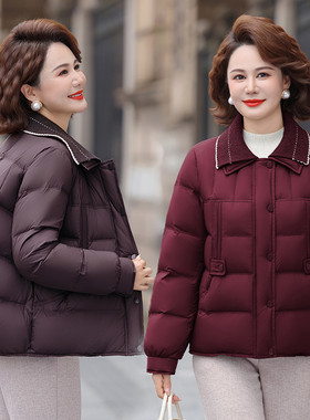 中老年女翻领加厚保暖洋气棉服