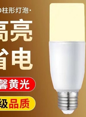 led灯泡超亮节能灯暖光家用省电E27大螺口客厅室内灯照明圆柱形灯
