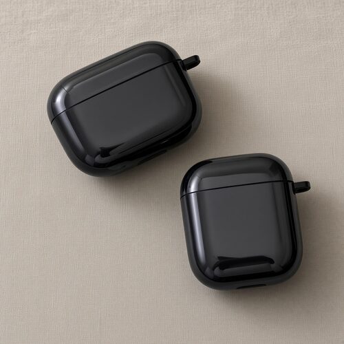 纯黑耳机保护壳适用airpods1/2/3/4/pro/pro2/pro3苹果AirPods保护套纯色无线耳机套防摔保护套光面全包保护