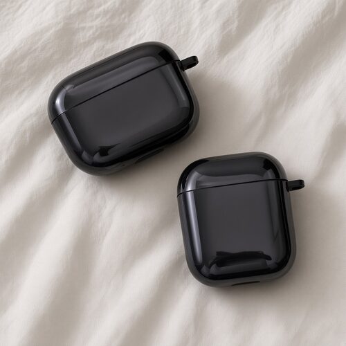 纯黑光面耳机壳适用airpods1/2/3/4/pro/pro2/pro3苹果AirPods保护套透明纯色保护壳软壳黑色保护套防刮保护