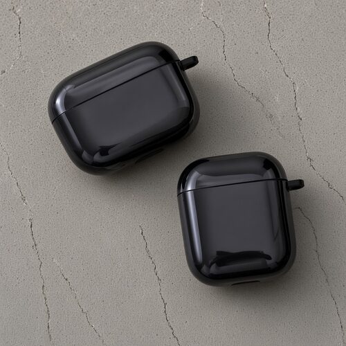 黑色光面保护壳适用airpods1/2/3/4/pro/pro2/pro3苹果AirPods保护套简约充电盒保护套无线耳机套高透耐磨