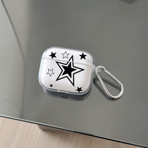 防磕碰适用airpods1/2/3/4/pro/pro2/pro3耳机保护套苹果AirPods保护套星星图案耳机壳无线耳机套透明软壳