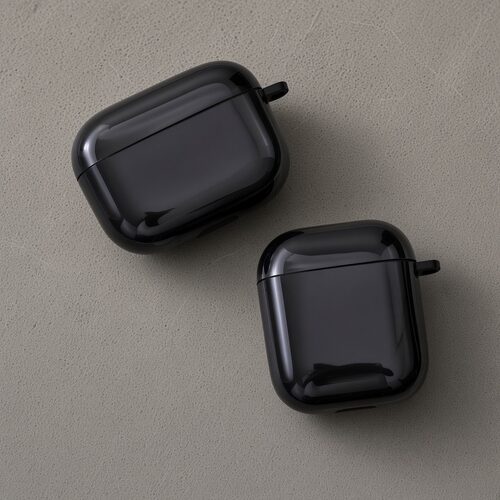 简约黑色耳机壳适用airpods1/2/3/4/pro/pro2/pro3苹果AirPods保护套保护壳耳机盒保护壳防刮保护亮面潮流