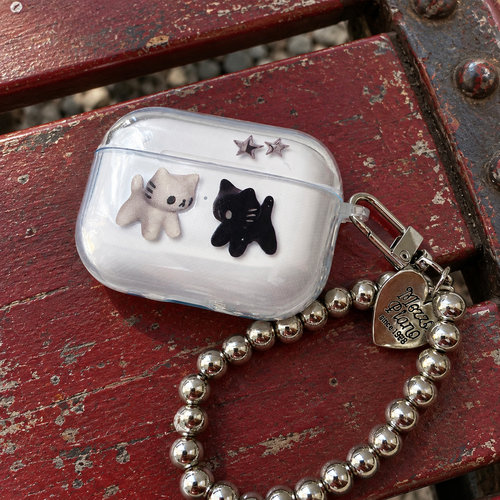 双猫咪星星耳机壳防磕碰双猫无线蓝牙耳机盒保护套适用airpods1/2/3/4/5/pro/pro2/pro3防尘轻薄保护简约