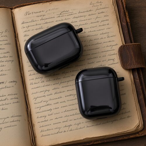 黑色光面保护壳适用airpods1/2/3/4/pro/pro2/pro3苹果AirPods保护套防磕碰黑色保护套防摔保护轻薄透明