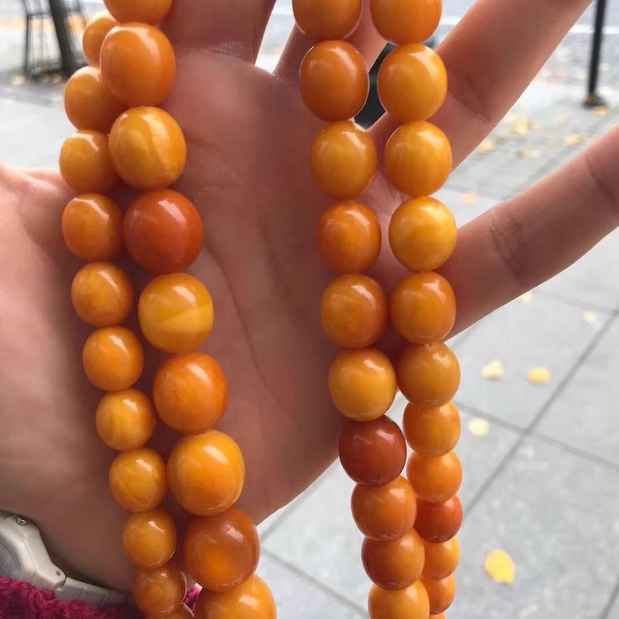 鸡油红项链立陶宛丹麦天然琥珀