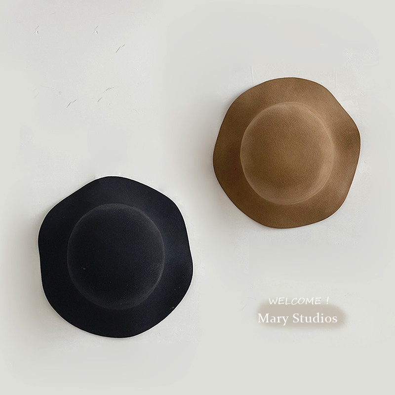 百搭英伦 复古圆顶羊毛呢帽女宽沿毛毡帽波浪渔夫帽盆帽大檐礼帽