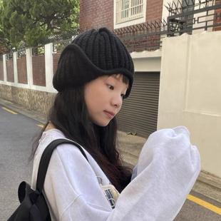 韩国博主同款可爱小飞侠护耳翻边飞行员保暖针织毛线帽雷锋帽子女