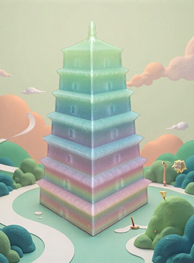 纪念品大雁塔模型创意摆件手办可伸缩解压玩具古建筑有趣3d玩具酷