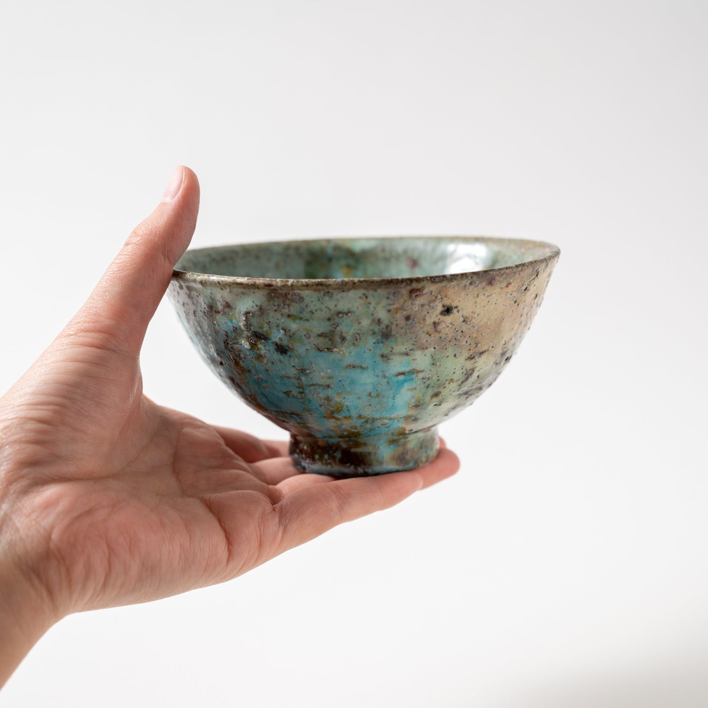 日本进口作家小迁真一手作粗陶碗三叶钵日式青釉复古饭碗拉面碗