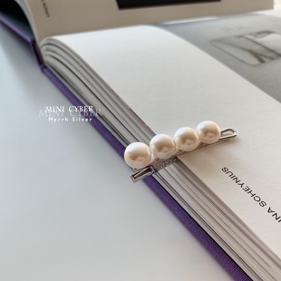 MINICYBER正品 珍珠发夹鸭嘴夹发卡小众潮流边夹定型韩国网红发饰