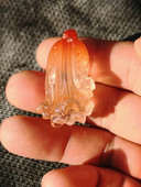 龙王鳌犷天然红水晶红兔毛白菜百财吊坠挂件41 17mm约16.4g